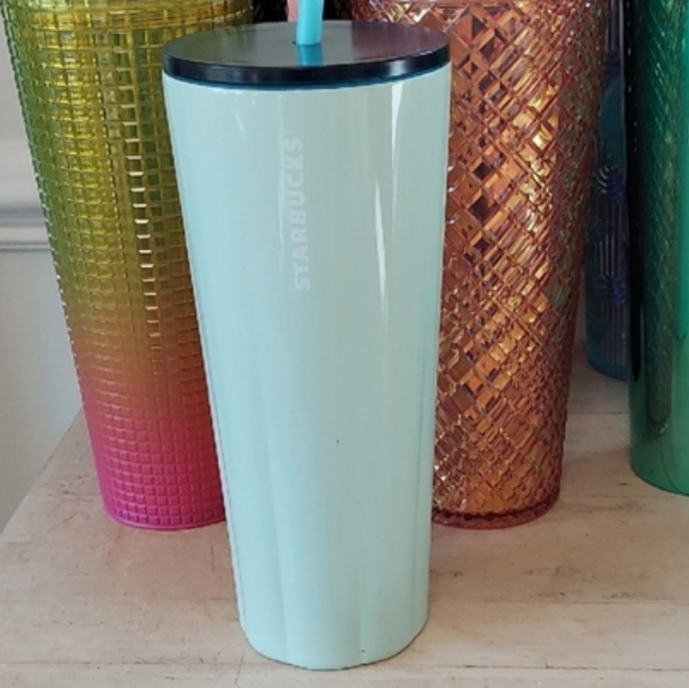 Starbucks‎ 24oz Cold Cup Collectible Enamel Puff Design, Mint Green, New!